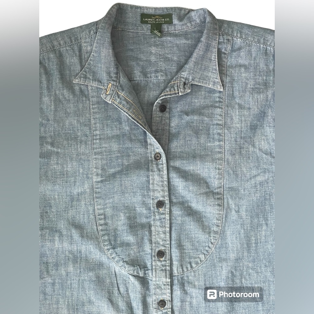 Lauren Ralph Lauren Denim Button Up Shirt Dress Size L - Picture 6 of 9